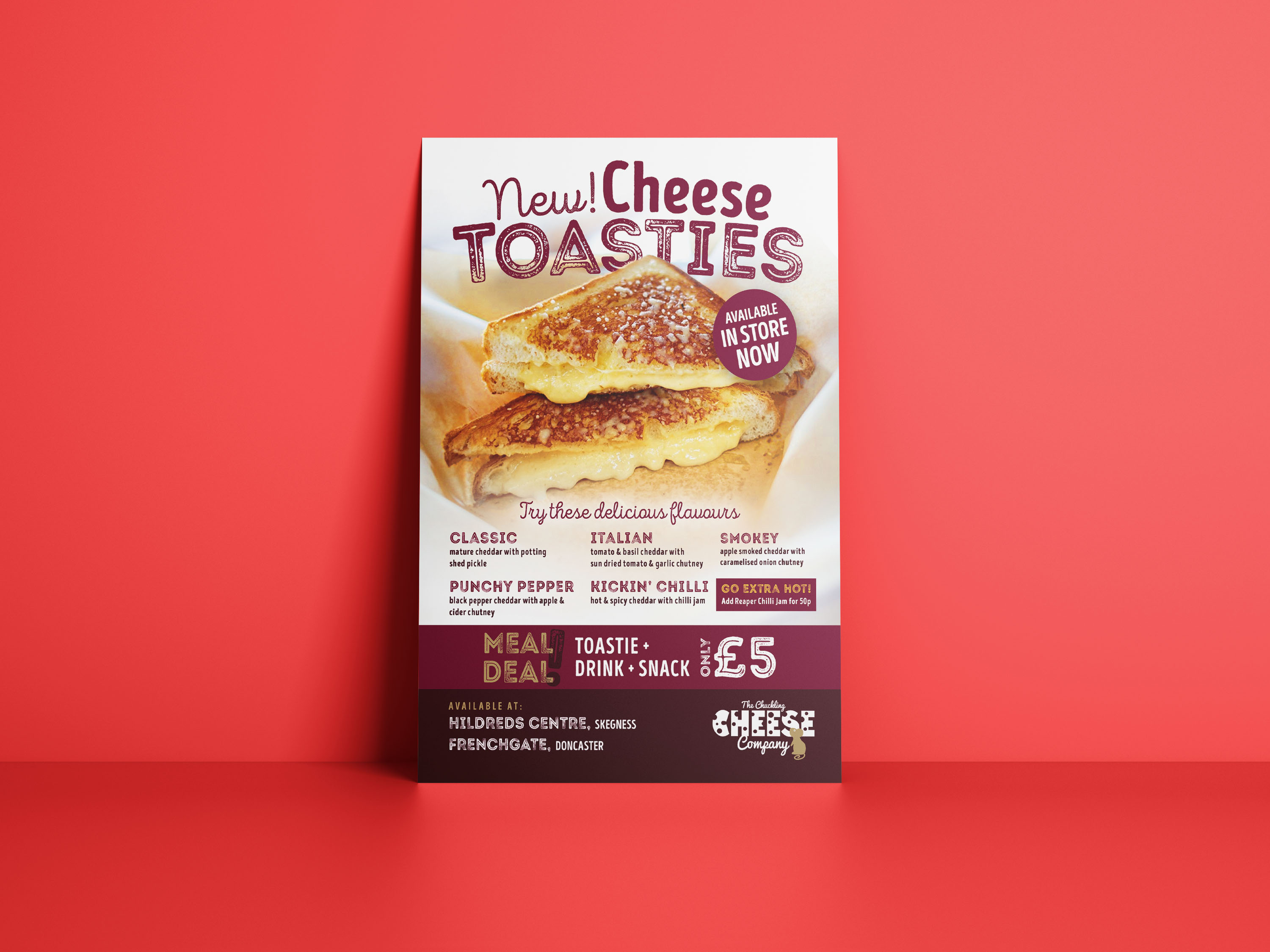 Chuckling Cheese New Cheese Toasties Flyer Design